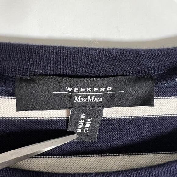 Weekend Max Mara Navy and White Striped Long Sleeve Tee - Picture 7 of 9